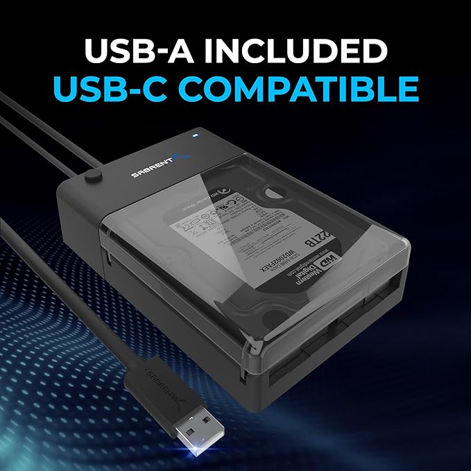 SABRENT USB 3.0 to SATA External Hard Drive Lay-Flat Docking Station for 2.5 or 3.5in HDD, SSD [Support UASP] (EC-DFLT)