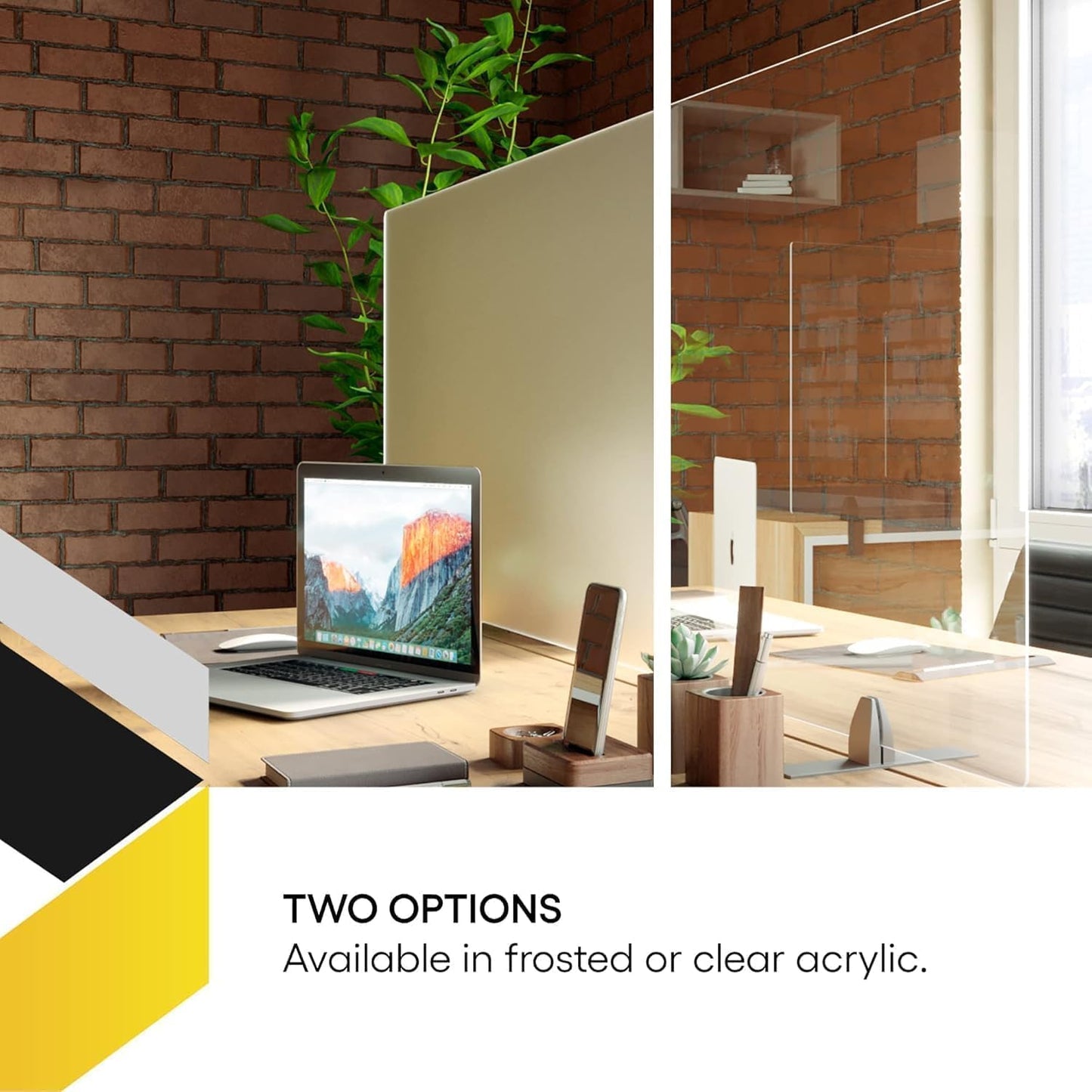 OBEX Acrylic Free Standing Screen, Divider for Desk Privacy Home & Office Partitions for Table Top Workstation, Portable Cubicle Panel for Work, 24" x 66", Frosted