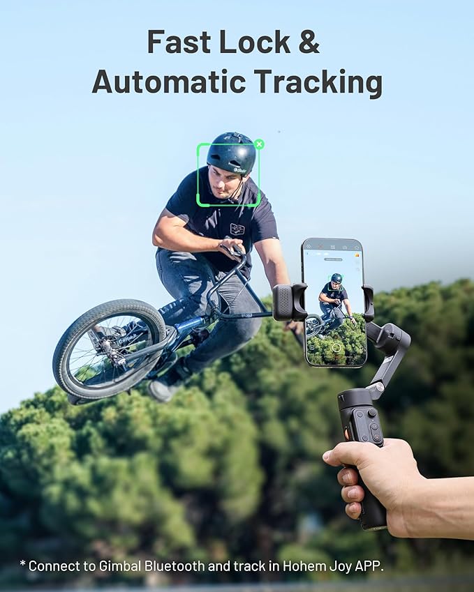 Hohem iSteady X3 Gimbal Stabilizer for iPhone, Phone Stabilizer for Video Recording with Object Tracking, 3-Axis Foldable Phone Gimbal with Remote Control for Tiktok, Built-in Extendable Rod & Tripod