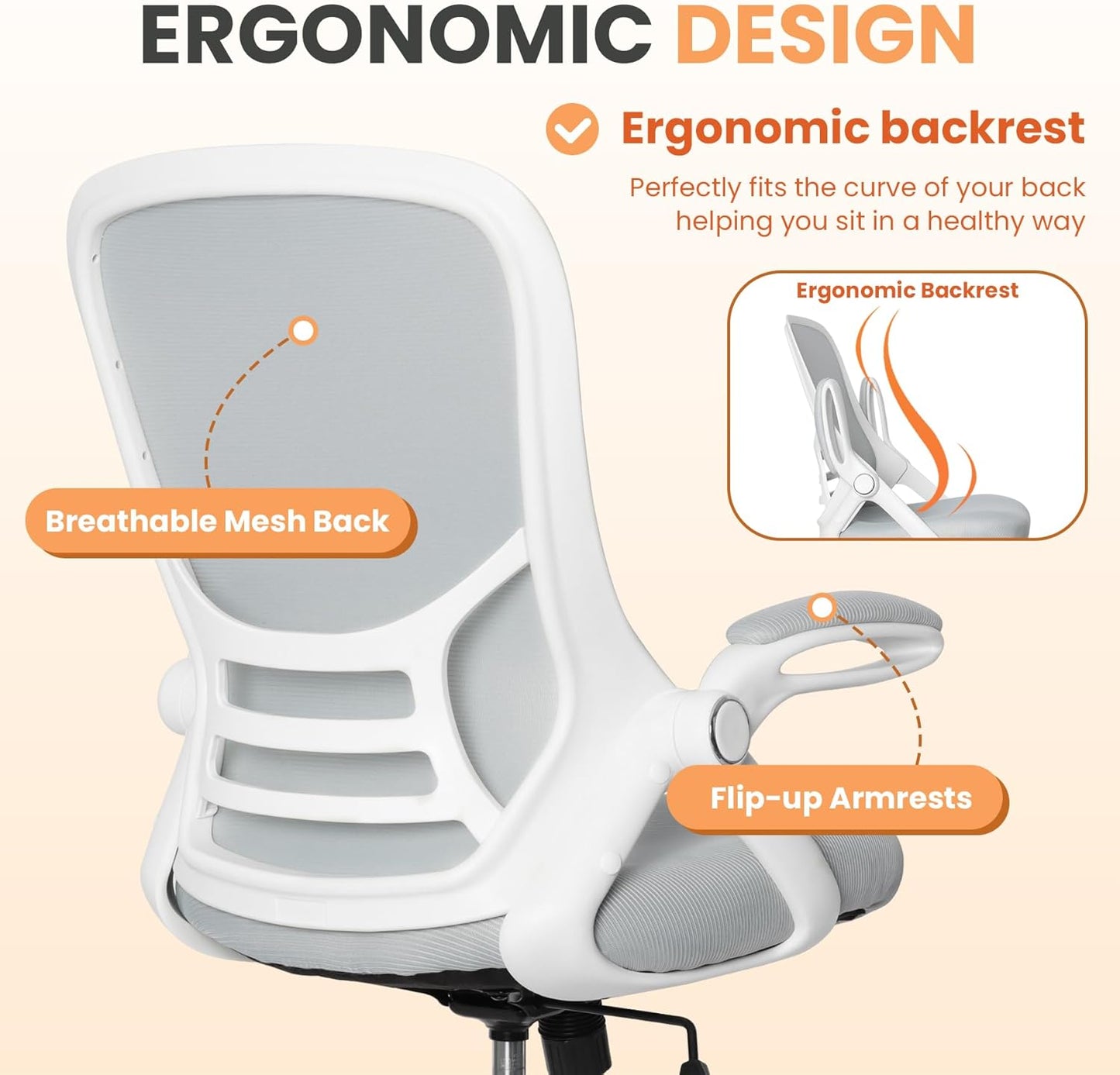 HYLONE Drafting Chair Tall Office, Ergonomic Standing Desk Stool Adjustable Drafting Chair Big Tall Drafting Office Chair White