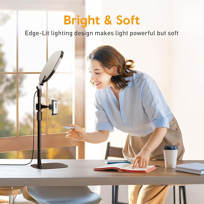 Video Conference Lighting for Zoom Meeting, Desk Lamps for Home Office, 30 Light Modes Desk Light, Ring Light for Desk with Flexible Stand & Memory Function for Zoom Lighting, Video Streaming, Drawing