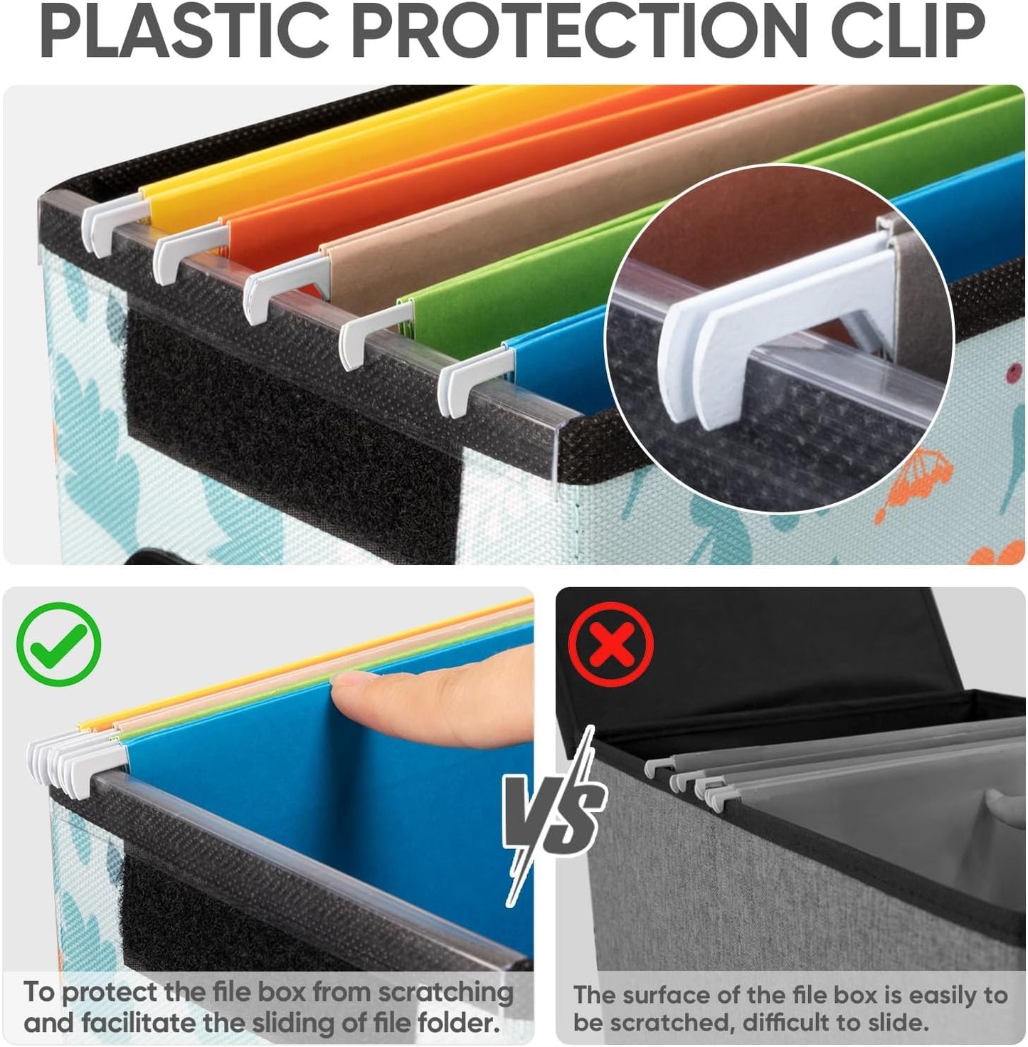 BALEINE File Organizer Box with Lid, Collapsible File Folder Organizer with Plastic Slide, Hanging File Folder Box for Office Document Storage (2 Pack, Spring Stroll, S)