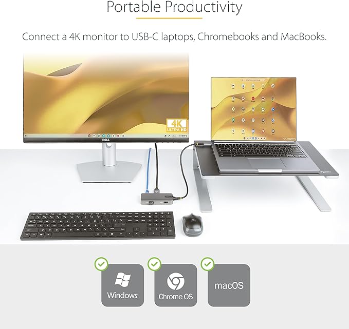 StarTech.com USB-C Docking Station for MacBook Pro M1 M2 M3 M4 and Windows, 4K 60Hz HDMI Video, HDR10, USB 5Gbps Hub, 100W Laptop Charging, GbE