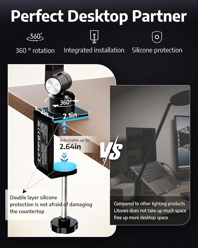 2Pack Video Conference Lighting, Zoom Lighting for Computer with Clamp, 30 Light Modes, Eye Caring Swing Arm Desk Light with Memory & Timing Func for Home Office, Video Call, Video Conferencing