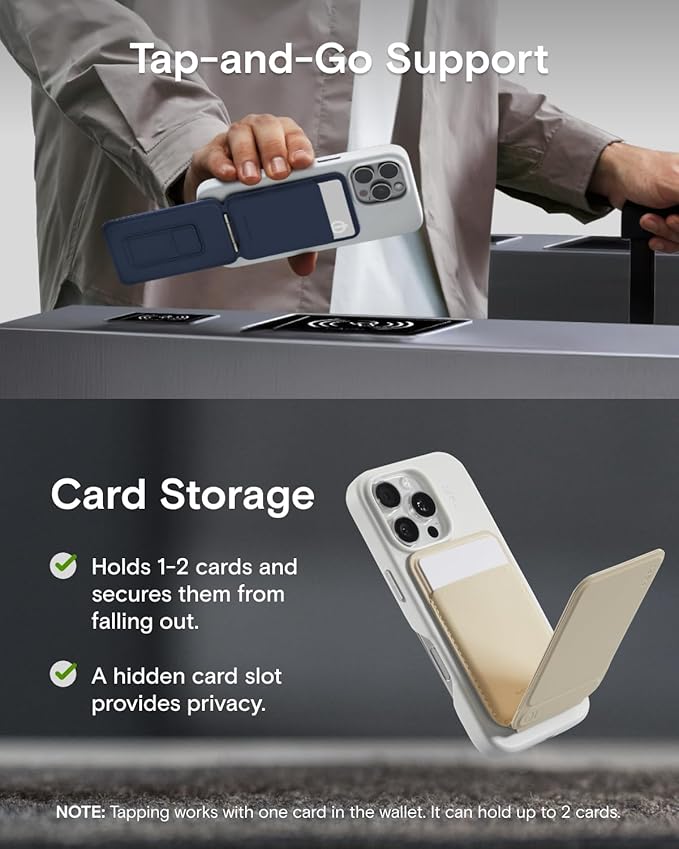 MOFT Phone Tripod Wallet, 3 in 1 Phone Stand MagSafe Wallet, NFC-Supported Magnetic Phone Stand, MOVAS Vegan Leather Adjustable Card Holder, Earthen Beige