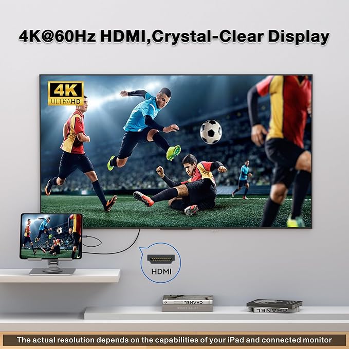 Adjustable Tablet Stand with USBC Hub 7-in-1, Aluminum Tablet Holder with Docking Station, 360° Swivel Base, 4K HDMI, 100W PD Charging, USB 3.0, SD/TF Reader, 3.5mm Audio, for iPad with USB-C Port