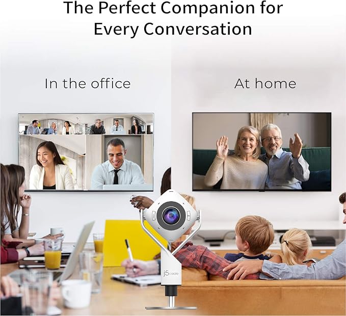 j5create 360 Degree All Around Meeting Webcam - 1080P HD Video Conference Camera with High Fidelity Microphone, USB-C | for Video Conferencing, Online Classes, and Collaboration (JVCU360)