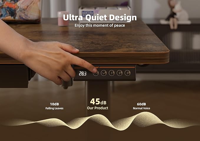 YDN Standing Desk with Drawers, Electric Adjustable Height 48 x 24 Inch Stand Up Desks for Home Office, Rustic Brown