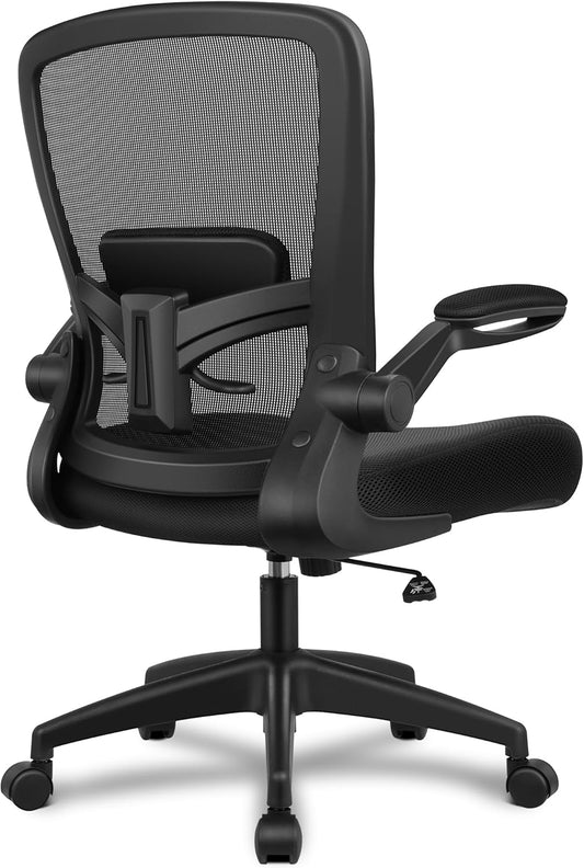 FelixKing Office Chair, Ergonomic Desk Chair Breathable Mesh Chairs with Adjustable High Back Lumbar Support Flip-up Armrests, Executive Swivel Comfy Task Computer Chairs for Home Office Black