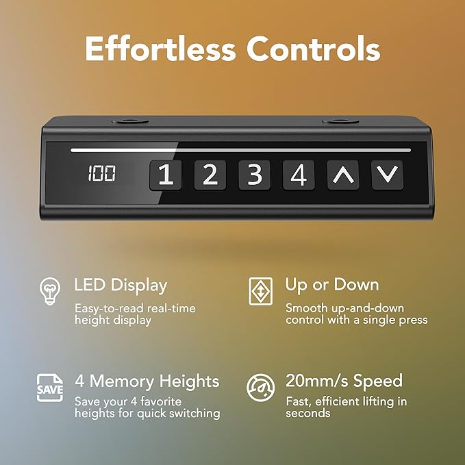 HUANUO 32" Small Electric Standing Desk Adjustable Height, 4 Memory Height Settings, Sit Stand Up Desk for Home Office & Computer Workstation, Vintage Brown