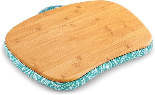 Lap Laptop Desk - Portable Lap Desk with Pillow Cushion, Fits up to 15.6 inch Laptop for Home Office Students Use as Computer Laptop Stand, Book Tablet(1-Light Brown)