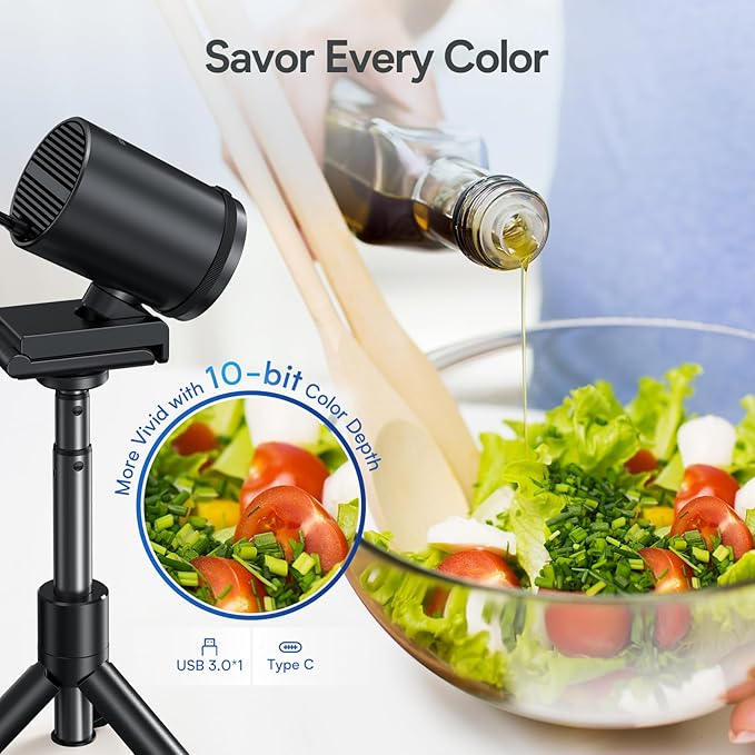 EMEET SmartCam S800-4K Webcam for Streaming, Sony 1/2'' Sensor, Supports HDR, PDAF&TOF Dual-autofocus, 1080P@60fps, 2 Noise-Cancelling Mics, 40°-73° FOV, Perfect for Live Streaming&Online Meetings