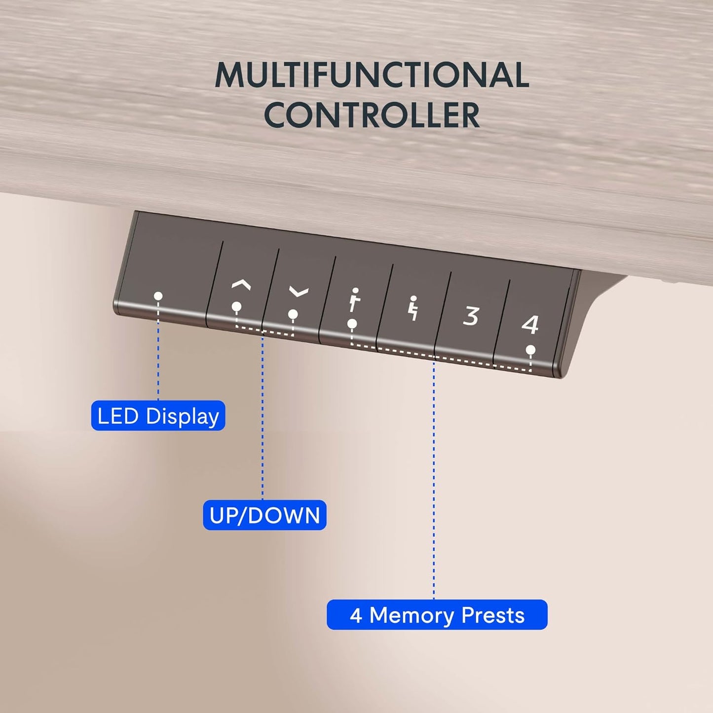 FLEXISPOT EN1 One-Piece Standing Desk, 60 x 24 Inches Height Adjustable Desk Electric Sit Stand Desk for Home Office (White Frame + Gray Wood Desktop, 2 Packages)