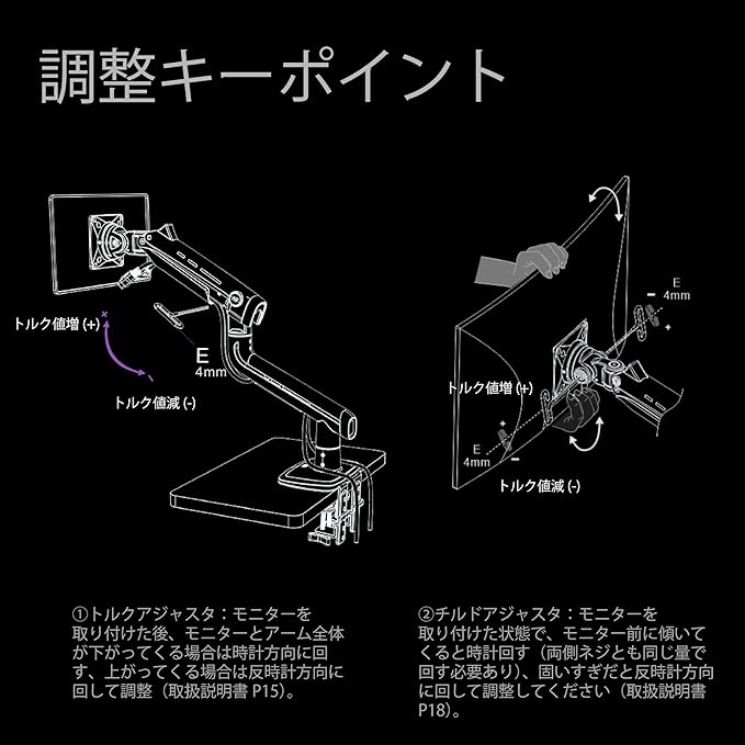 Gaming Monitor Arm for Flat/Ultrawide/Curved Monitors 32 to 60 inch, Heavy Duty Monitor Stand Load up to 20 kg, VESA 75/100 mm Mount (Grey Black)