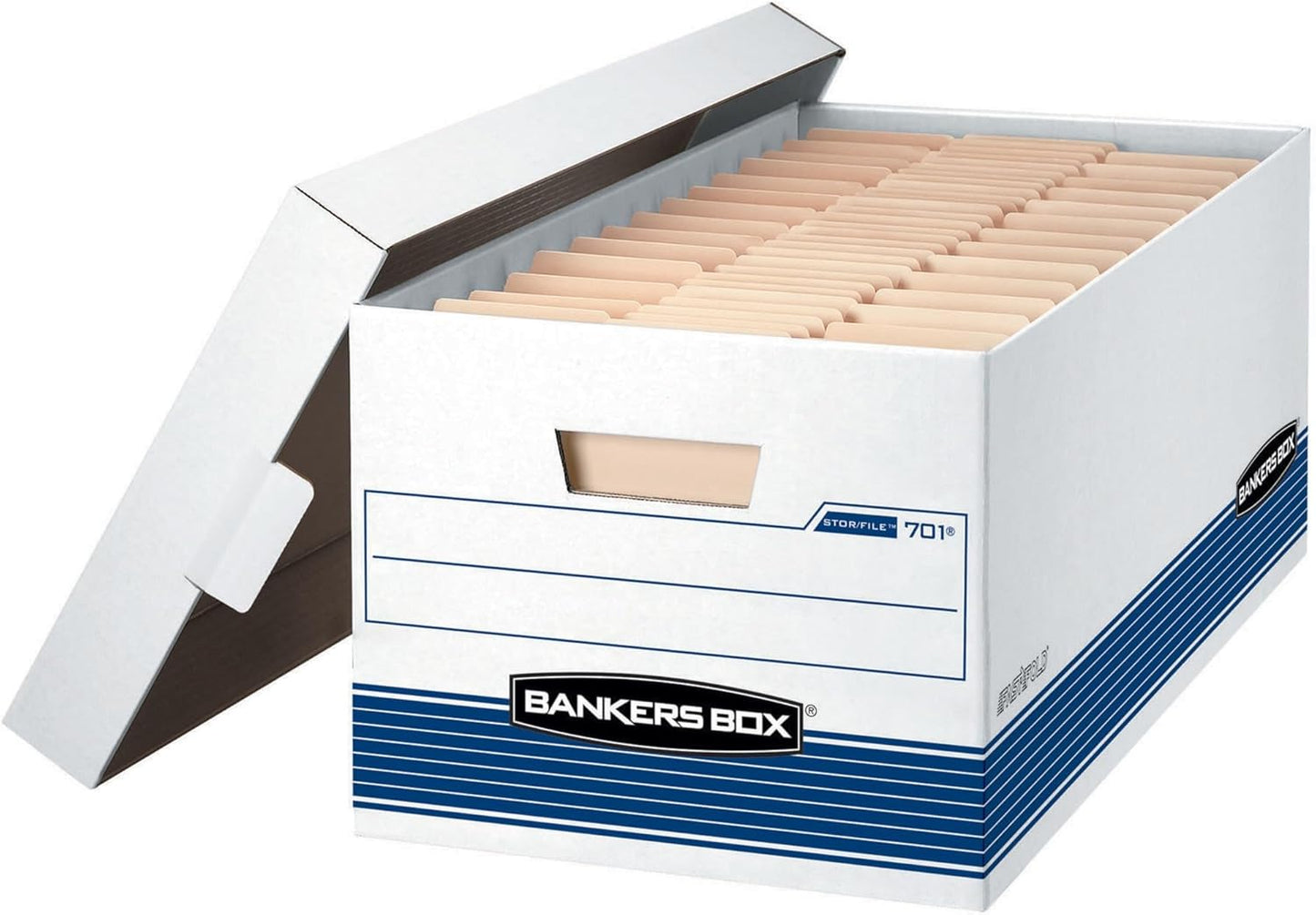 Bankers Box 20 Pack STOR/FILE Medium-Duty File Storage Boxes, FastFold, Lift-Off Lid, Letter, White/Blue