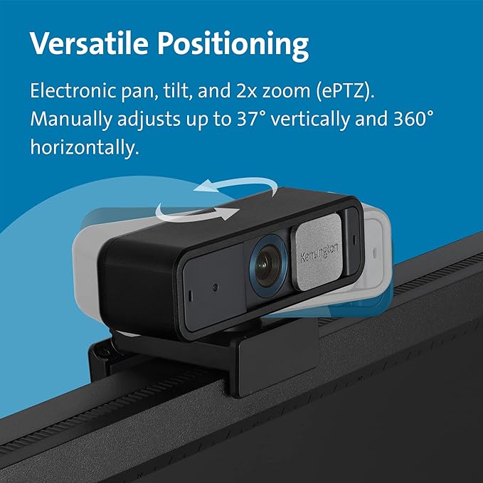 Kensington W2050 Pro 1080p Auto Focus Pro Webcam with Dual Stereo Microphone for Video Conferencing, Software Control, Privacy Shutter, Compatible with Zoom/Skype/Teams and More (K81176WW)