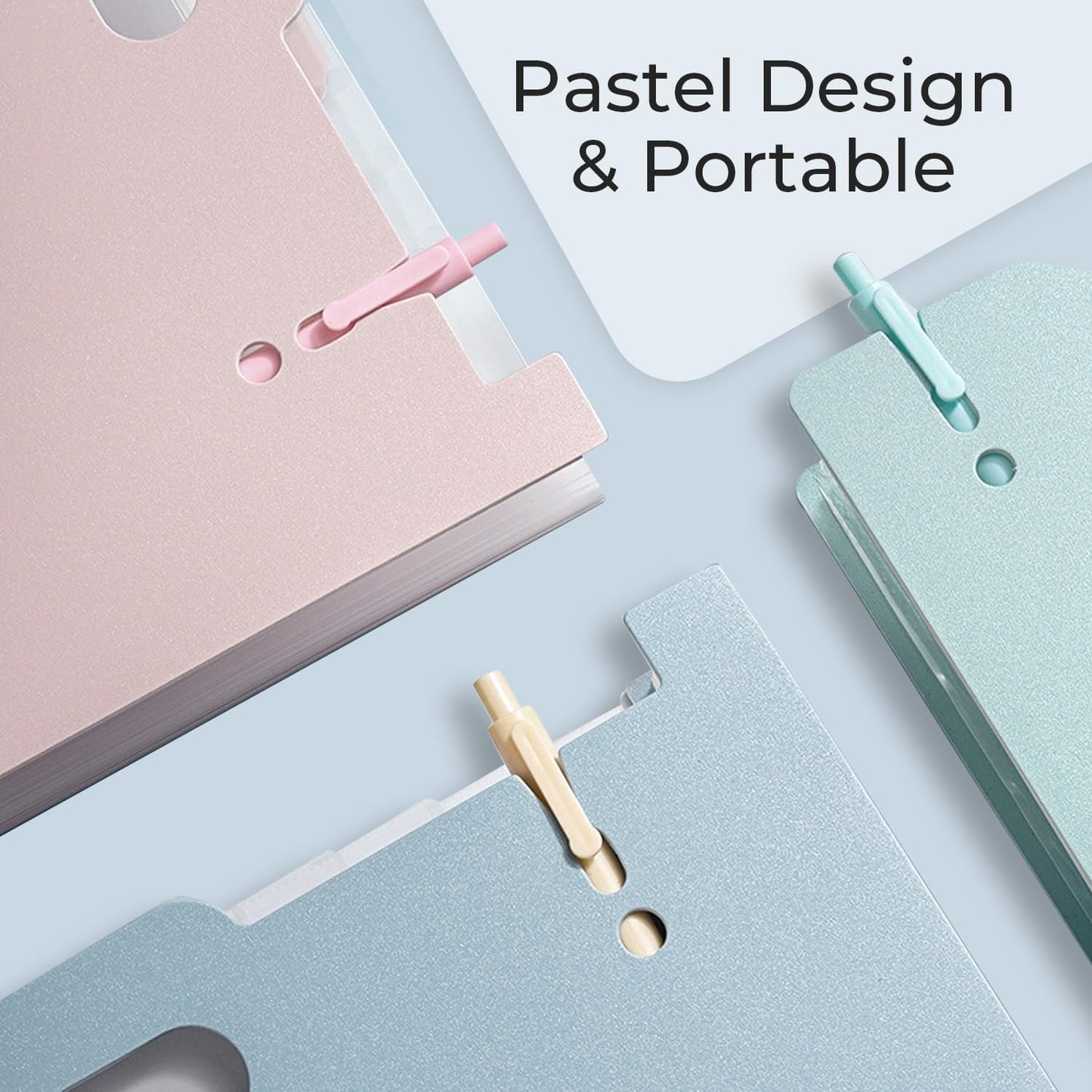 Y YOMA 2 Pack Expanding Magazine Holder with 13 Pockets | Portable Desktop Plastic Self Standing Accordion File Organizer for A4 Letter Size Document Storage Home Office School, Mint Green