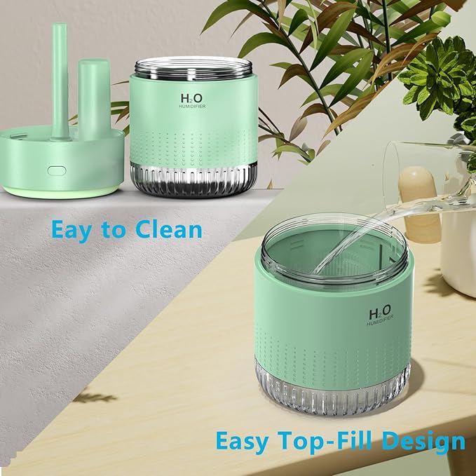 SZO Colorful Mini Humidifier, USB Rechargeable Humidifier, 4 Modes Super Quiet, Humidifiers For Bedroom,Suitable For Travel Office Family-Green