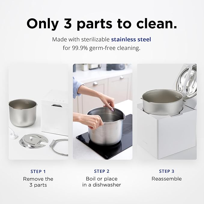 Carepod Cube Plus X50V Stainless Steel Humidifier - Easy to Clean, 3 Mist Level settings, Auto-Humidity & Auto Shut-Off Feature, One Touch Built-in Sanitization, No Filters, Lasts 32Hrs (1.1Gal/4.2L)