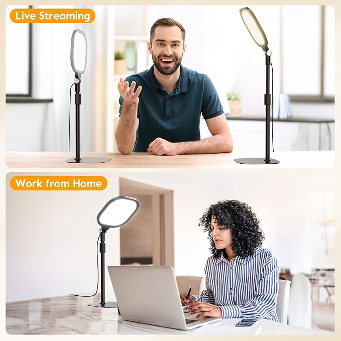Video Conference Lighting for Zoom Meeting, Desk Lamps for Home Office, 30 Light Modes Desk Light, Ring Light for Desk with Flexible Stand & Memory Function for Zoom Lighting, Video Streaming, Drawing