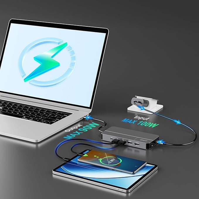 Mac Docking Station Dual Monitor 2 HDMI for MacOS and Windows Laptop Implement MST, Compatible MacBook Pro/Air M1/M2/M3/M4 Chips, Dual 4K Display for All USB C Computers