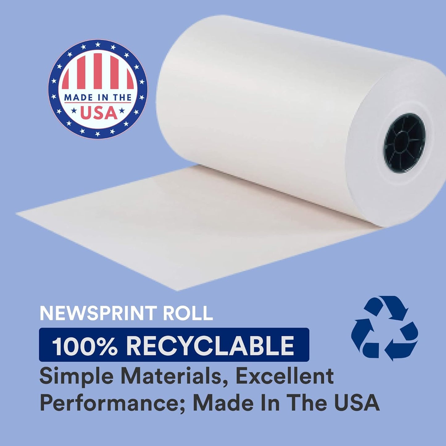 BOX USA Packing Paper Roll 1440'L x 30"W - 1,000 Sheets 17??Long Equivalent - Large White Newsprint for Shipping, Packaging, Storage and Moving Supplies