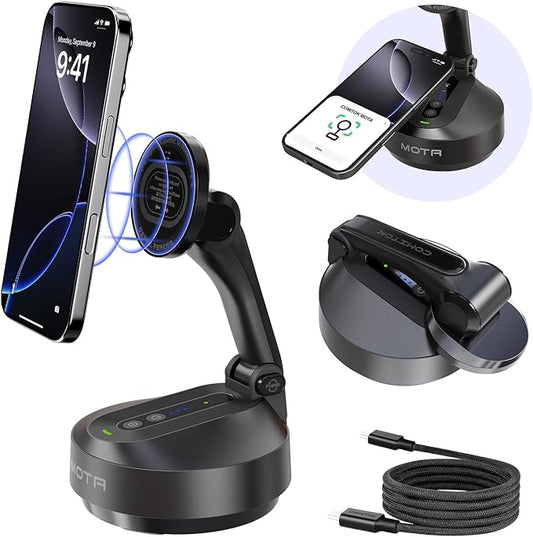 MOTA Tripod Stand Only for iPhone, 2 Axis Foldable iPhone Gimbal Stabilizer for Video Recording Megnetic Holder for Desk, 360 Degree Auto Face Tracking Cell Phone Tripod for Video and Facetime