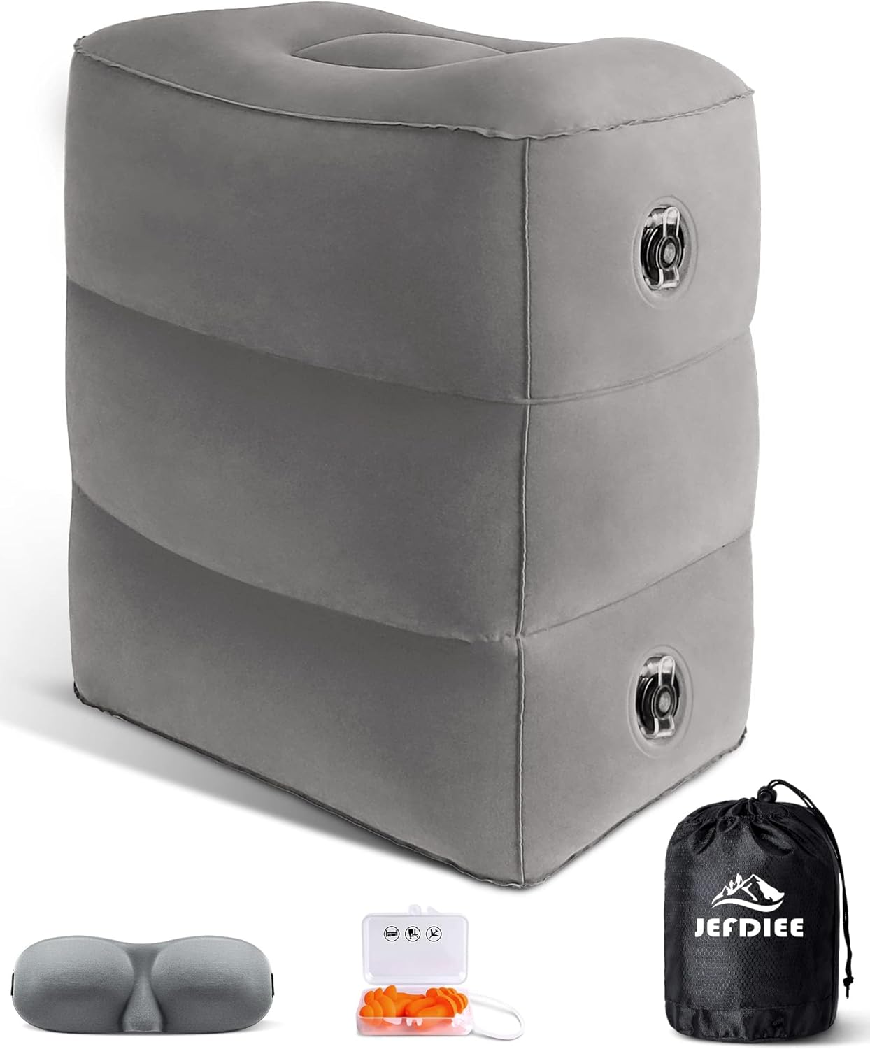 JefDiee Inflatable Foot Rest Pillow, Kids Airplane Bed, Adjustable 3 Layers Height Leg Rest Pillow, Airplane Travel Essentials Great for Office, Home, Trains, Cars