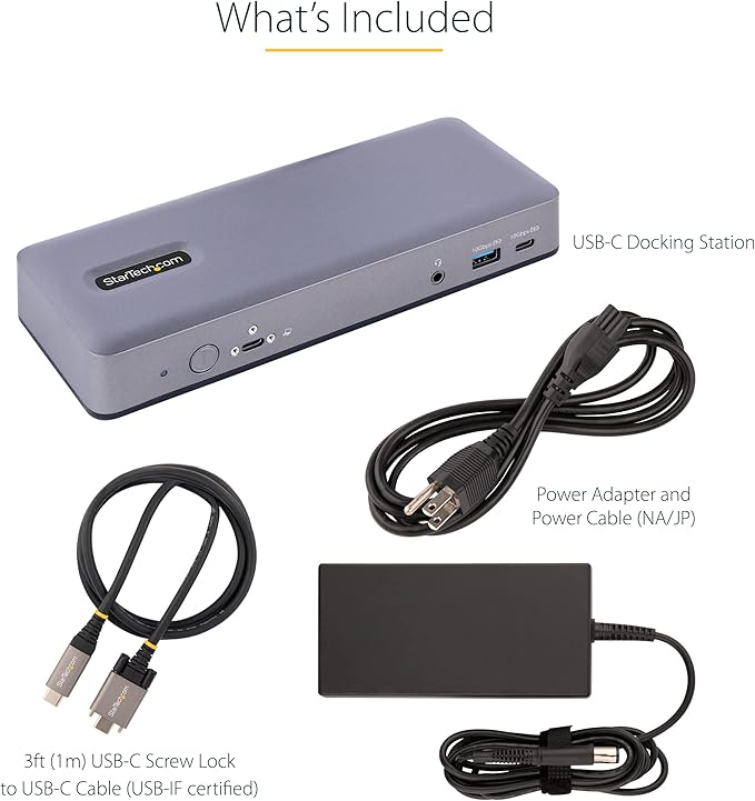 StarTech.com USB-C Docking Station Multi Monitor HDMI/DP/USB-C Video Output, Triple Monitor 4K30/Dual 4K60, 7-Port USB Hub, 60W Power Delivery, GbE, 3.5mm Audio, Works with Chromebook, TAA