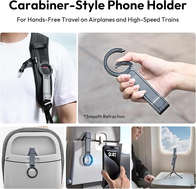 ULANZI MA30 Magnetic Phone Tripod Stand for iPhone - Aluminium Maglock Smartphone Mini Tripod Pocket Cell Phone Stand Strong Magnet Quick Mount Compatible with iPhone 16 15 14 13 12 Series, Dark Gray