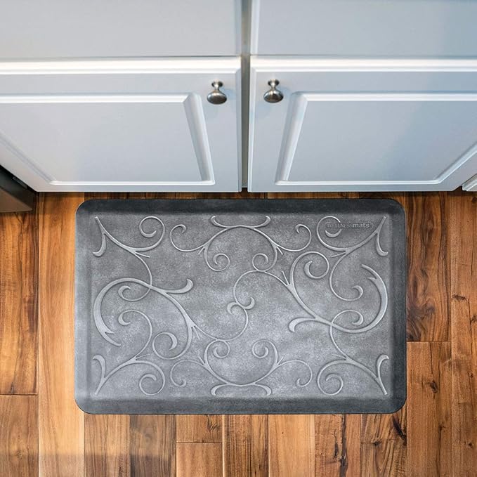WellnessMats Bella Collection Anti-Fatigue Floor Mat, Polyurethane – Ergonomic Support Pad for Home, Kitchen, Garage, Office Standing Desk – Water Resistant - Made in USA