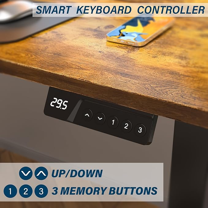 Kingant Standing Desk Height Adjustable Small Electric Stand Up Desks [40 x 20 Inch] - Ergonomic Sit Stand Desk Rising Desks for Home Office Computer Desk Stand Desk Workstation with Cable Management