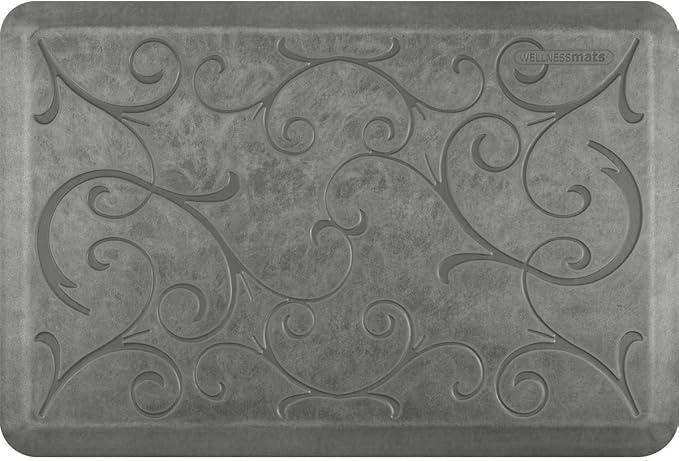 WellnessMats Bella Collection Anti-Fatigue Floor Mat, Polyurethane – Ergonomic Support Pad for Home, Kitchen, Garage, Office Standing Desk – Water Resistant - Made in USA