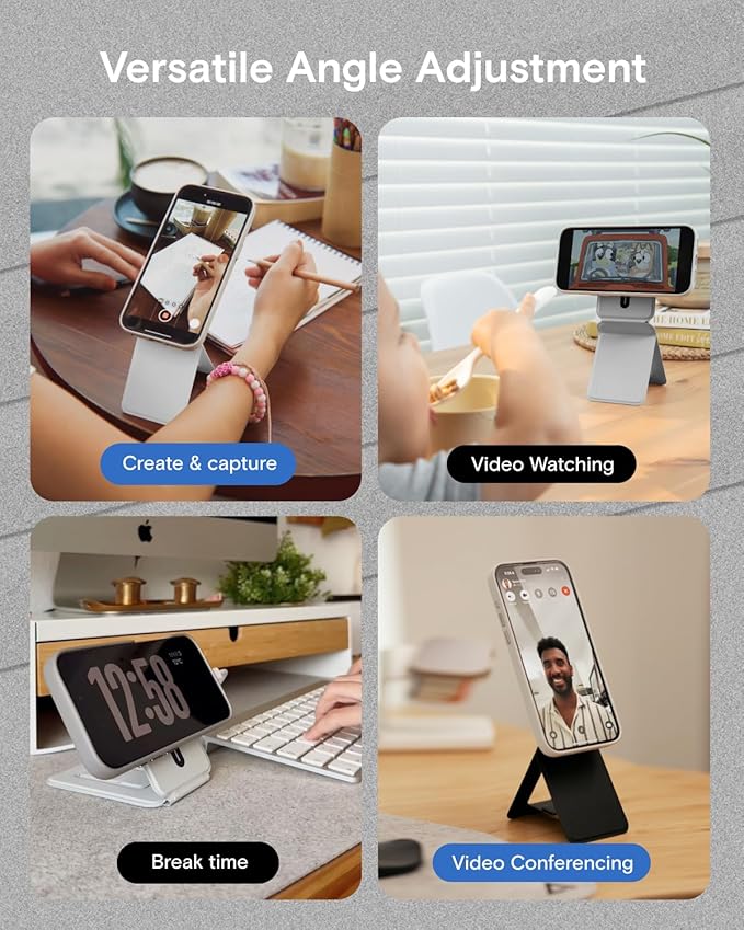 MOFT Phone Tripod Stand Selfie Stick for iPhone, Multi-Angles iPhone Stand, Lightweight & Portable Phone Holder, Strong Magnets, MOVAS Vegan Leather, Travel Essentials, Jet Black (Without Card Slot)