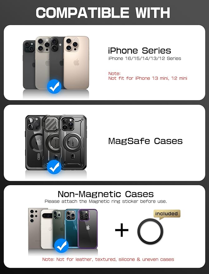 SUPCASE for MagSafe Wallet with AirTag Holder, Magnetic Airtag Wallet for Men, [Hold 5 Cards] [Adjustable Stand] [RFID Blocking] Phone Card Holder Tripod for iPhone 16/15/14/13/12 Series, DesertGold