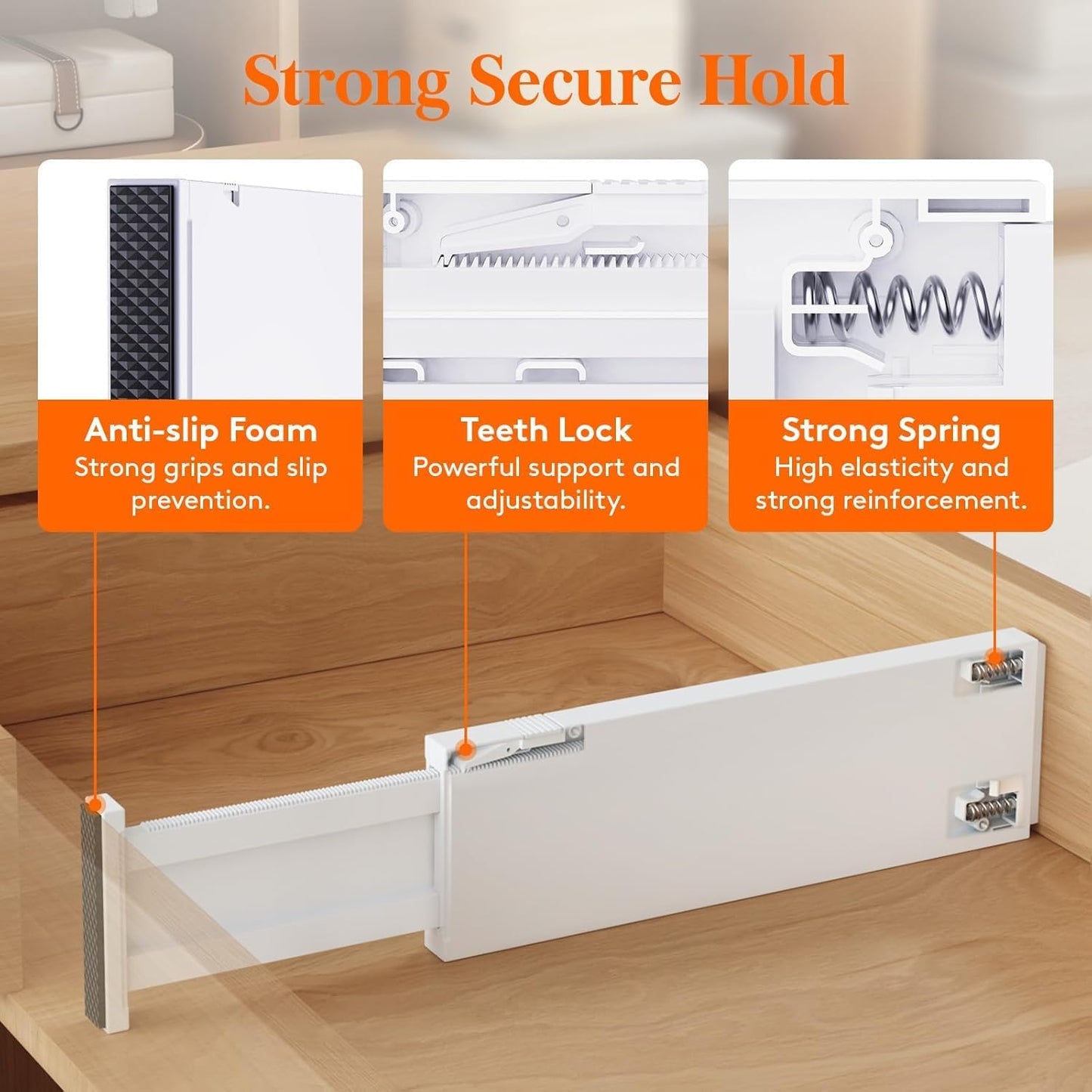 Lifewit 8 Pack Drawer Dividers 4" High,11-17" Adjustable Dresser Drawer Organizers for Clothes, Expandable Dresser Separators in Bedroom/Bathroom/Kitchen/Vanity/Office Organization and Storage, White