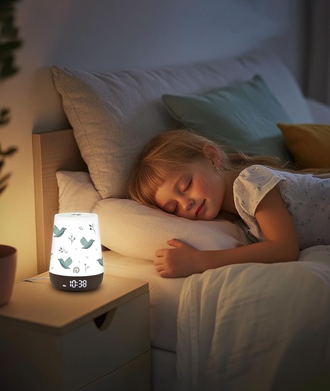 Dreamegg Nite 1 - Baby Sound Machine, Sleep Trainer, Night Light for Kids, Ok to Wake Alarm Clock, 34 Soothing Sounds, App Control, White Noise Sound Machine for Baby Kids Toddler Nursery(Joyous Bird)