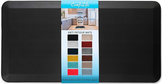 ComfiLife Anti Fatigue Floor Mat – 3/4 Inch Thick Kitchen Mats for Floor, Standing Desk Mat, Kitchen Rug – Comfort at Home, Office – Durable – Stain Resistant – Non-Slip Bottom (20" x 39", Black)