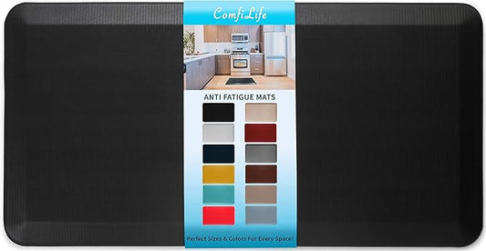 ComfiLife Anti Fatigue Floor Mat – 3/4 Inch Thick Kitchen Mats for Floor, Standing Desk Mat, Kitchen Rug – Comfort at Home, Office – Durable – Stain Resistant – Non-Slip Bottom (24" x 70", Black)