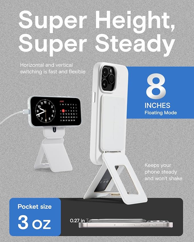 MOFT Phone Tripod Stand Selfie Stick for iPhone, Multi-Angles iPhone Stand, Lightweight & Portable Phone Holder, Strong Magnets, MOVAS Vegan Leather, Travel Essentials, Misty Cove (Without Card Slot)