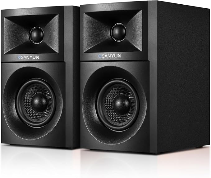 SW203 4.0 Computer Speakers - 60W 4-Way DSP Control 3D Immersive Sound - 3" Carbon Fiber Woofer & 20mm Silk Dome Tweeter - 24bit DAC USB/Bluetooth 5.4/AUX - Studio-Grade Audio (Pair, Black)