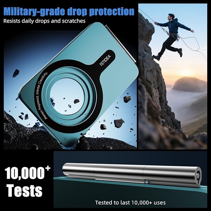 Phone Tripod Stand, Aluminum Alloy Mini Tripod Compatible with Magsafe iPhone 16/15/14/13/12 Series, Foldable Strong Magnetic Phone Stand, Mult-Angle Adjustment Selfie Stick (Ocean Blue)