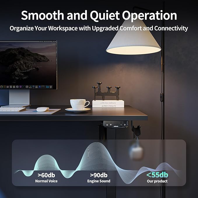 Agilestic Electric Standing Desk, 55 x 24 Inches Height Adjustable Desk, Sit Stand up for Work Office Home, Ergonomic Rising Gaming Computer Table with Memory Preset, Black