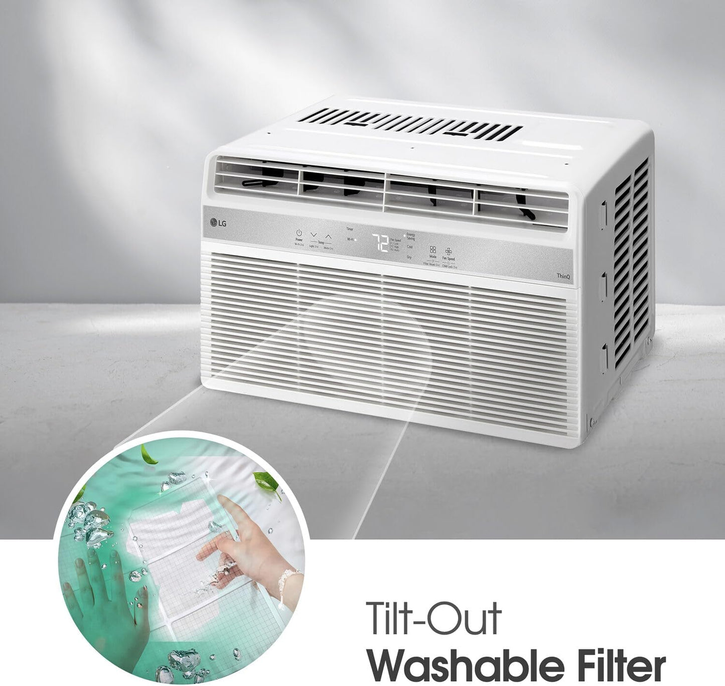 LG LW8024RSM, White 8,000 Smart Air Conditioner with Dehumidifier, 115V, Medium Rooms up to 350 Sq. Ft, Window Unit AC with Remote Control, 3 Speeds, Auto-Restart, 24-Hour Timer, 8000 BTU