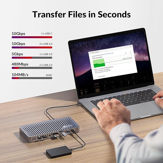 Docking Station, 13-in-1, Triple Display, 4K HDMI and 2 x DP, 100W Laptop Charging, 10Gbps USB-C/A, Ethernet, Audio, SD, Laptop Docking Station for MacBook/Chrome/Dell/HP/Lenovo