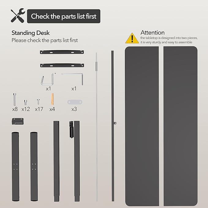 Electric Standing Desk Adjustable Height, 55x24 Inches Sit Stand up Desktop for Home Office, Ergonomic Rising Computer Table with Memory Preset, Black