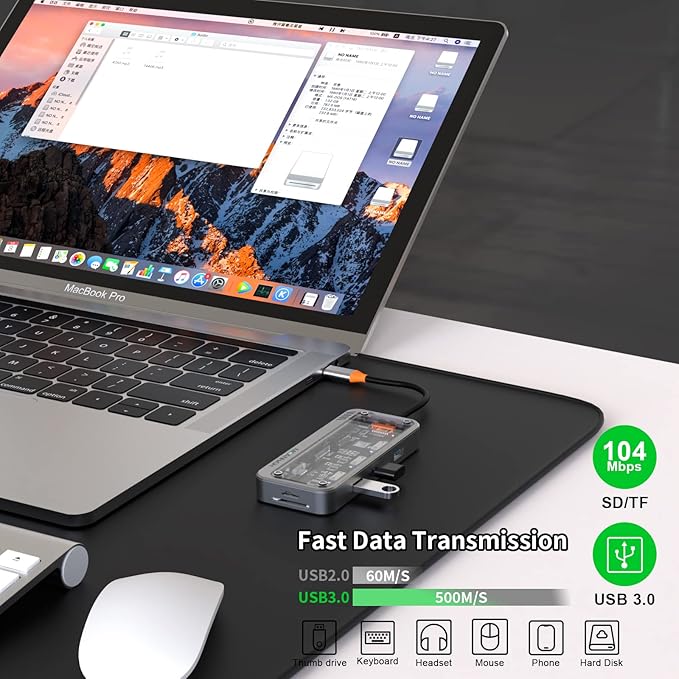 Docking Station, 10-in-1 USB C Dual Monitor Dock Station, HDMI 4K, VGA, 3 USB Port, SD/TF, 3.5mm Audio, PD 100W, Ethernet Multiport Adapter for Windows MacBook Air Pro Dell HP, 1 Pack, Gray