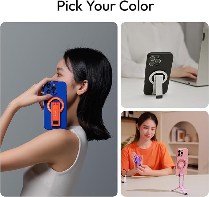 ULANZI MA60 Magnetic Phone Tripod Stand for iPhone - Aluminium Smartphone Mini Tripod Pocket Cell Phone Stand Strong Magnet Quick Mount Compatible with iPhone 16 15 14 13 12 Series, Black