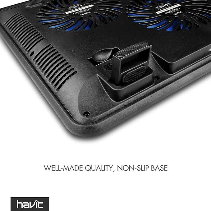 Havit HV-F2056 15.6-17 Inch Laptop Cooler Cooling Pad - Slim Portable USB Powered (3 Fans) (Blue)