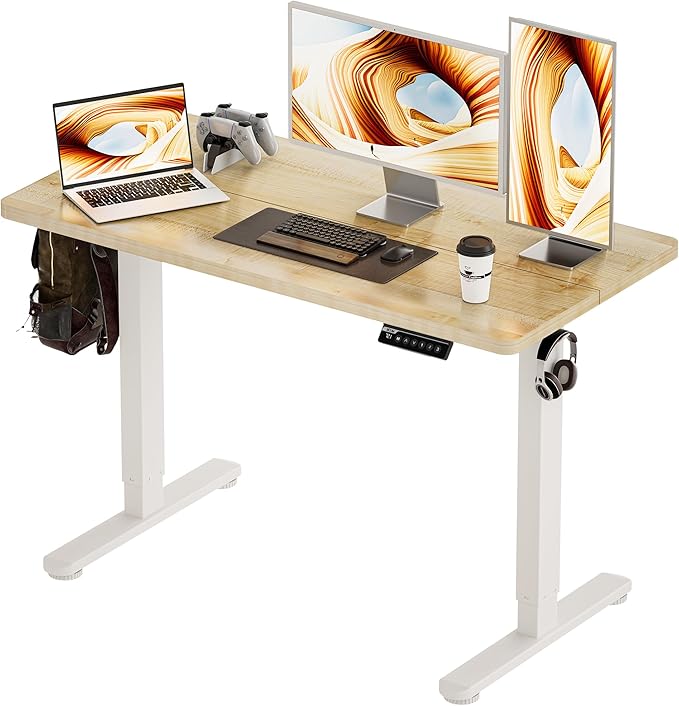 BIZUM Standing Desk Electric Adjustable Computer Desk-Stand up Desk Office Gaming Home Office Memory Desks 48x24 inches Maple